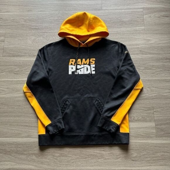 Los Angeles Rams Hoodie Mens Large Black Yellow Nike Football NFL - Picture 1 of 10